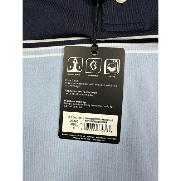 FootJoy Golf Mens Small Color‎ Block Lisle Navy Heather Sky White 27340 NWT - Picture 3 of 7
